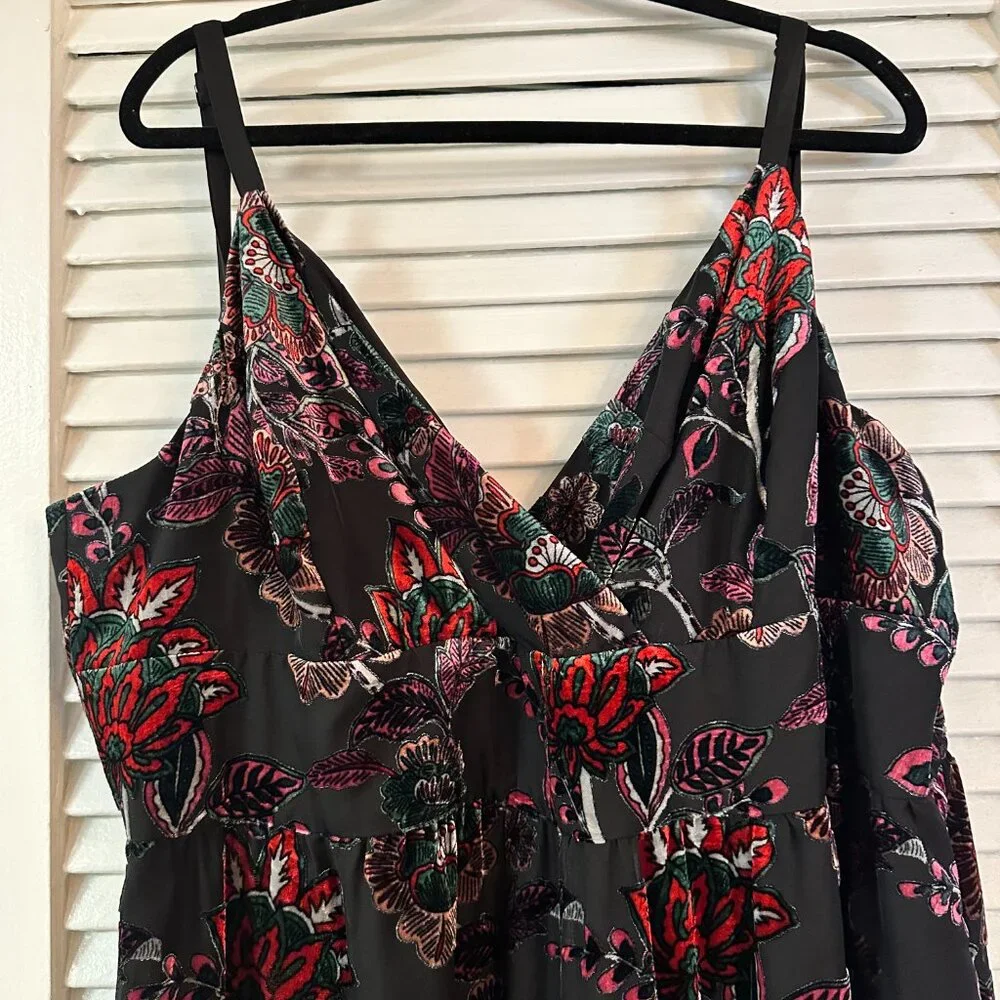 Anthropologie Red & Black Floral Velvet Wide Leg Jumpsuit Size 22, New with Tags - Picture 5 of 9